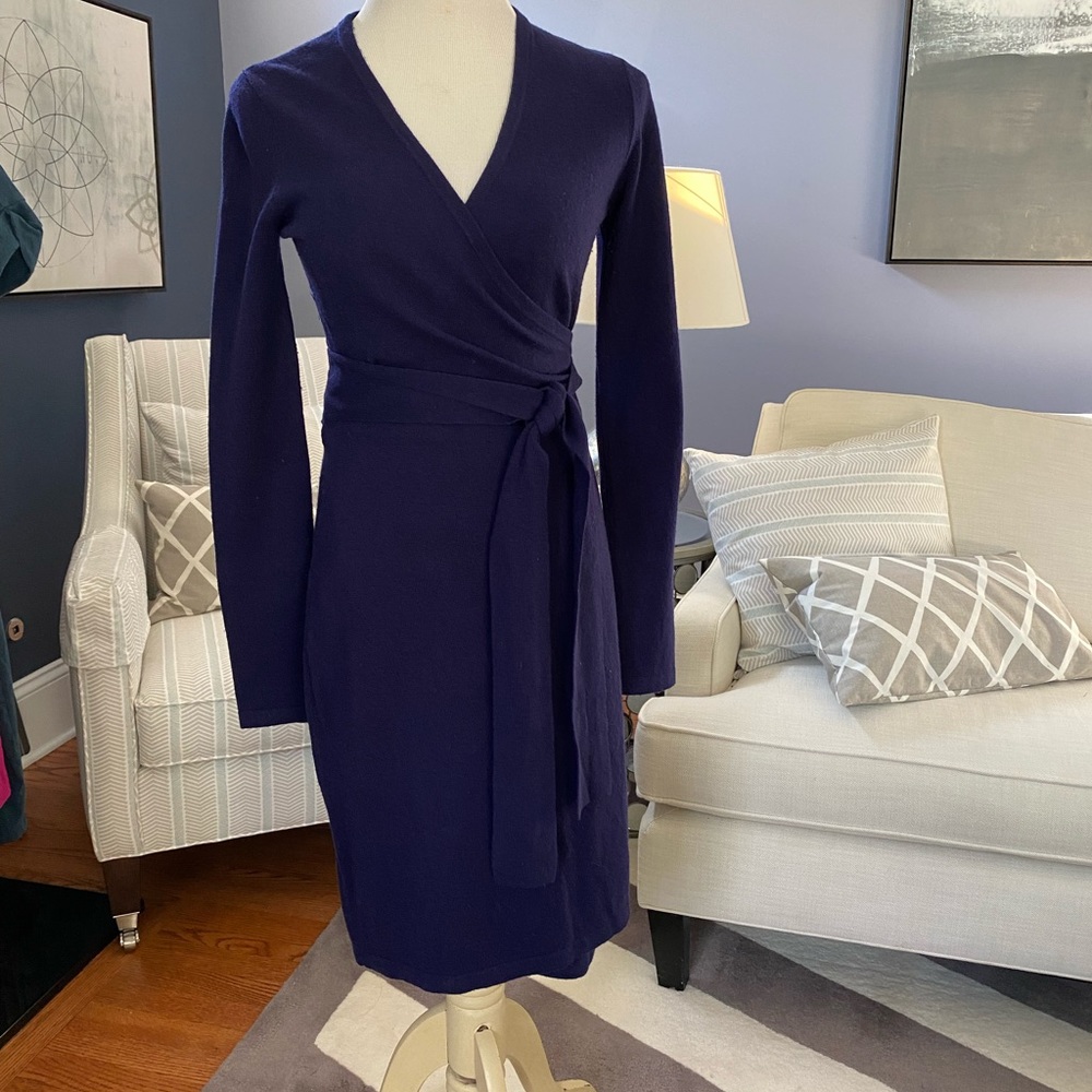 DVF Classic “Linda” Sweater Wrap Dress- S